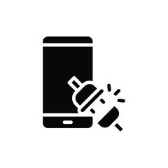 Smartphone Disconnection Glyph Icon Cable Unplug Symbol Digital Detox Solid Black Silhouette Vector for Focus Reset Technology Break Mental Wellness