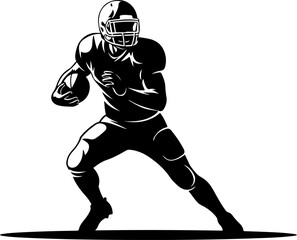 Silhouette of a football player in a dynamic stance.