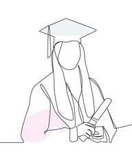 Graduated women in one line art