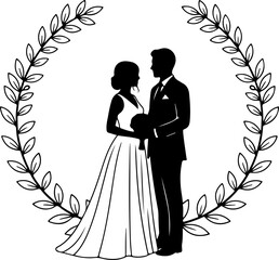 Elegant Wedding Silhouette with Laurel Wreath