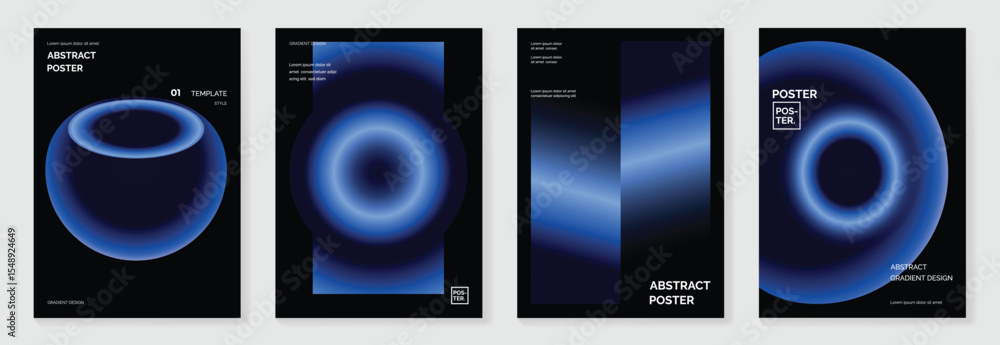 Poster modern gradient liquid glass poster background vector set.cover template with vibrant perspective ge