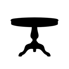 Silhouette of a classic round table with a pedestal style base