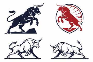 Bold Bull Logo Set – Vector Emblem Templates