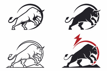 Bull Symbol Vector Collection – Logo Template Set