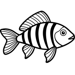 Minimalist Zebrafish Line Drawing Vector