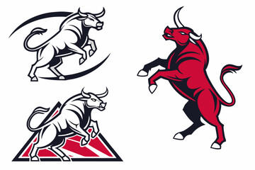 Dynamic Bull Icons &ndash; Customizable Vector Logos