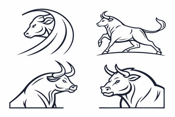 Charging Bull Logo Vector Pack – Modern and Clean Designs