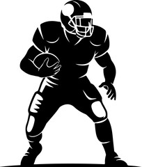 Silhouette of a football player in a dynamic stance.