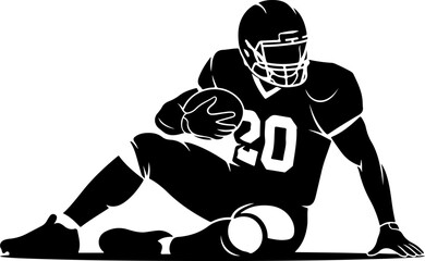 Silhouetted American Football Player Ready for Action