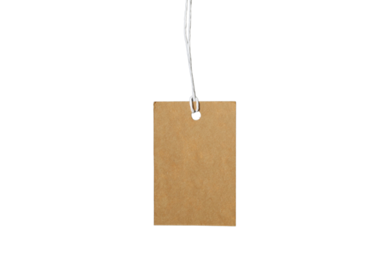 Blank label tag with string, great for items, isolated on white, PNG