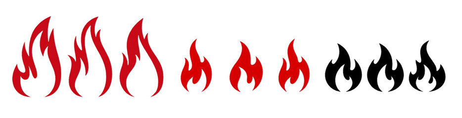 Collection of red and black flame icons