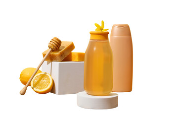 Featuring honey, lemon, and soap, isolated on white, PNG