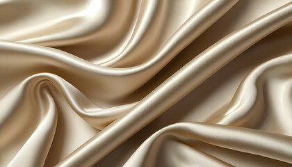 Fototapeta premium Luxurious cream textile gentle folds and shadows, a serene, flowing backdrop.