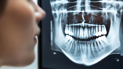 Dentist Examining a Panoramic Dental X-Ray