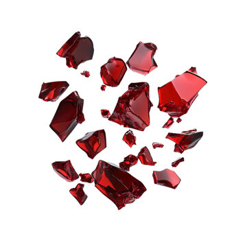Abstract Red Shattered Glass Fragments in Motion