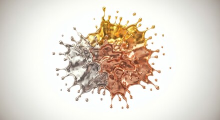 Abstract Gold Silver Bronze Liquid Metal Splash Luxury Wealth Success Concept