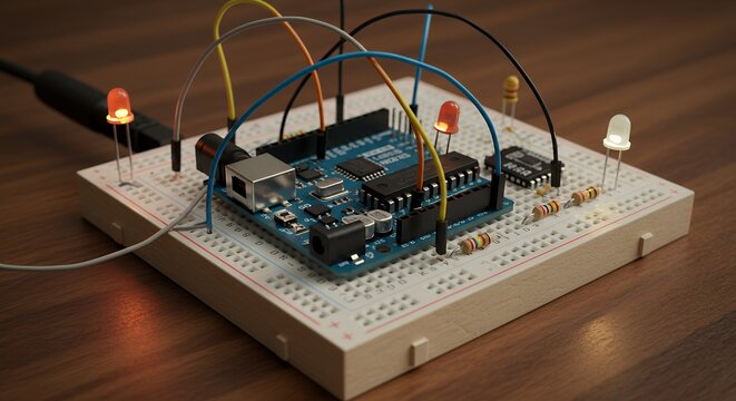 Arduino Uno LED Circuit on Breadboard: A Beginner's Electronics Project