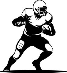 Silhouette of a football player in a dynamic stance.