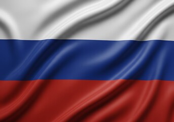 Naklejka premium A patriotic image of the Russian flag, with its vibrant white, blue, and red, showcasing realistic movement. 