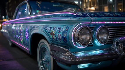 Customized Car with Lights and Artwork