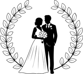 Elegant Wedding Silhouette with Laurel Wreath