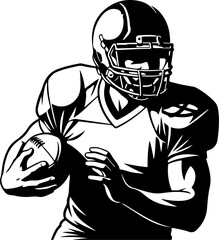 Silhouetted American Football Player Ready for Action