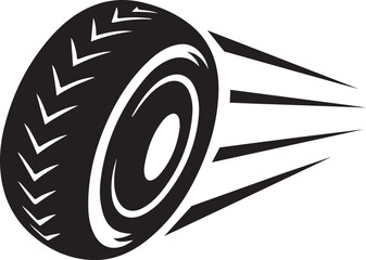 Black Tire Wheel Speed Motion Graphic Design white