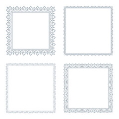 Set of decorative frames Elegant vector element for design in Eastern style, place for text. Floral gray and white borders. Lace illustration for invitations and greeting cards