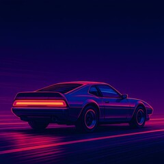 Naklejka premium Retro Car on Open Road with Copy Space