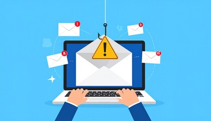Illustrative depiction of a phishing scam targeting computer users via email threats