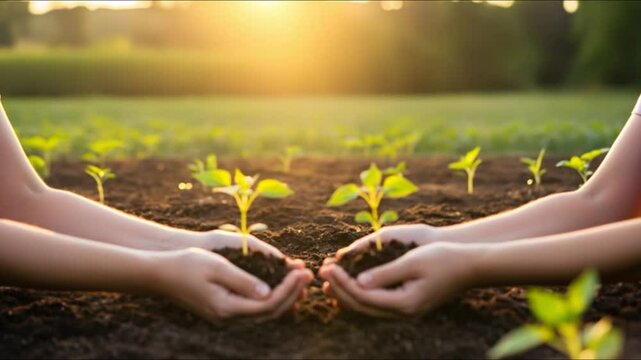 Growing Green Plants &ndash; Symbol of Sustainability and Future Rebuilding
