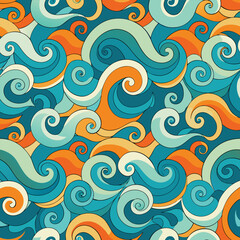 seamless waves and curls backgrounds 