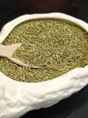 Picture of fennel seeds with selective focus