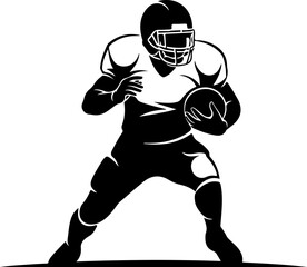 Silhouetted American Football Player Ready for Action