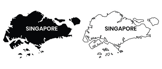 Singapore map vector icon. Silhouette of Singapore map symbol outline of Singapore country icon on white background. Vector illustration.