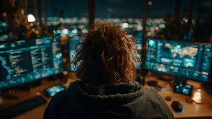 Fototapeta premium A powerful image portraying business developers, software engineers, coders, and data analysts working in modern digital environments.