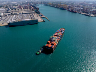 shipping logistic cargo container ship import export goods and distributing products to dealer and...