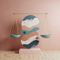 Abstract art scales balance pastel colors modern design