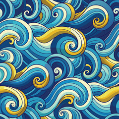 seamless waves and curls backgrounds 