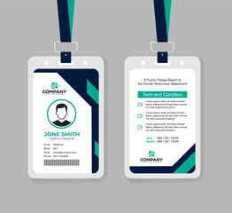 Modern Minimal and Professional ID Card Design Template with QR Code for Staff and Business Use 
