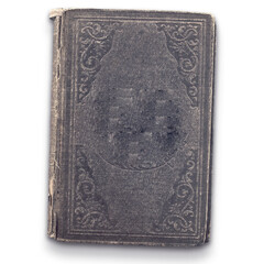An old, worn book with decorative cover, possibly a journal or literary work.