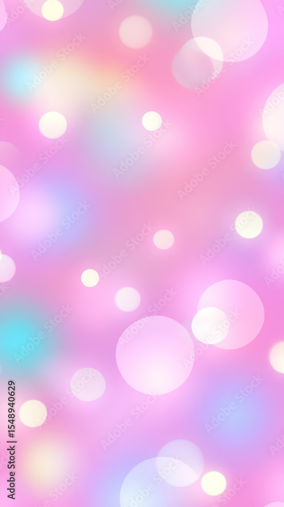 Poster dreamy background featuring soft pink hues and vibrant, circular bokeh lights. this abstract image o