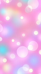 Dreamy background featuring soft pink hues and vibrant, circular bokeh lights. This abstract image offers a whimsical, magical atmosphere.