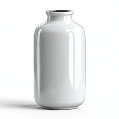 White vase with a brown base sits on a white background. mochup-3D-isolate-background