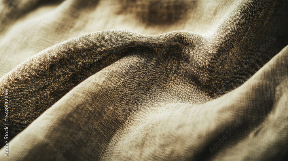 Poster close-up view of woven fabric texture. ripples and folds create a dynamic, soft background.