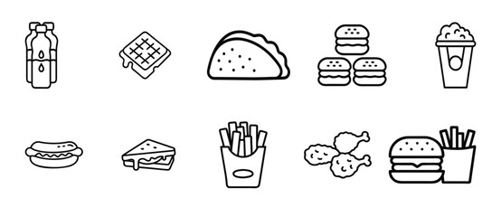  icon represents  fast food icon design Burger and Fries  Combo meal of burger and fries