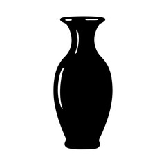 Elegant black silhouette of a decorative vase for flowers or plants