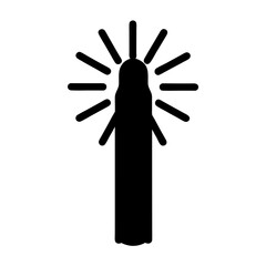 Stylized black silhouette of a lantern or light with radiating beams