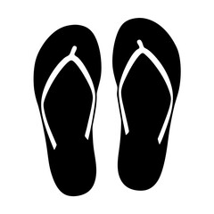 Pair of black and white flip flops on a white background image