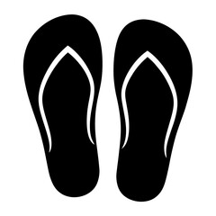 Black silhouette of a pair of flip flops or sandals on white